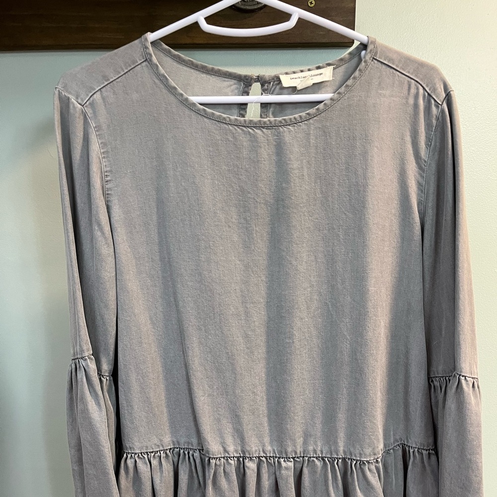 Women's beach lunch lounge Denim Style Ruffle Style Shirt Size S